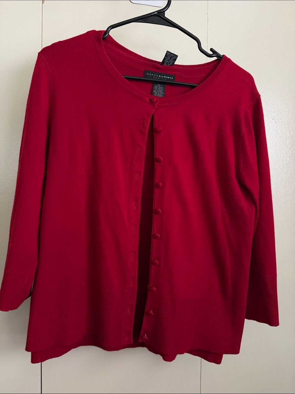 Grace elements-  Bright Red Knit Button-Front Cardigan and Shell set - PL